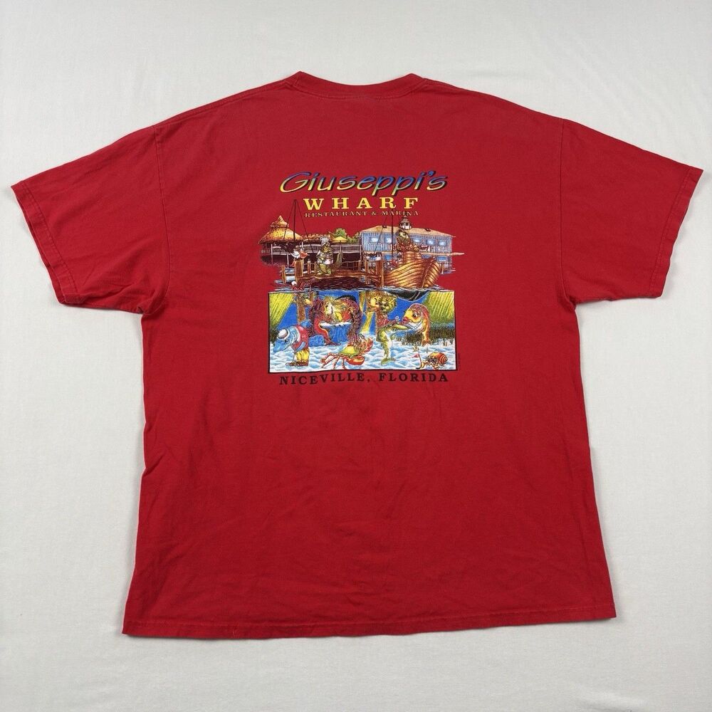 Vintage 90s Giuseppe’s Wharf Niceville Florida Souvenir T-Shirt Hanes Beefy-T XL